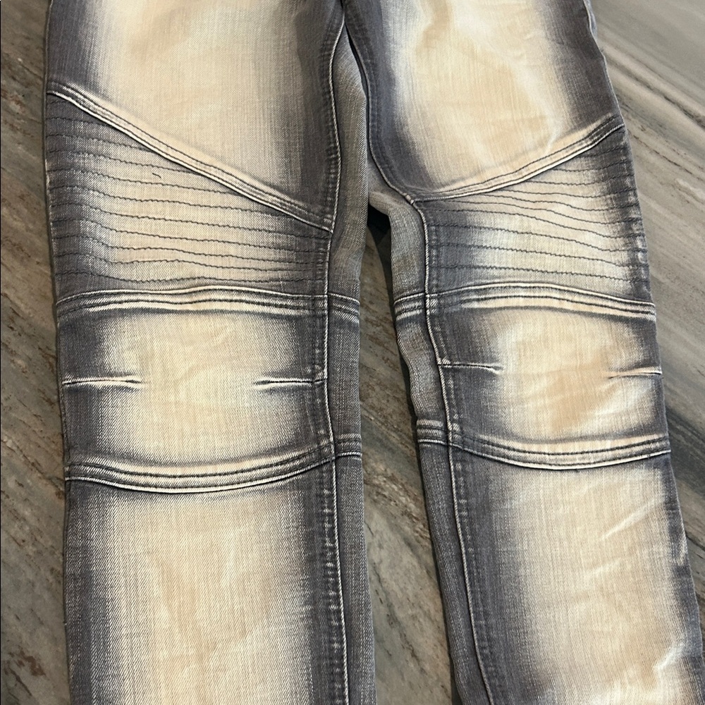 Women's Gray white Affliction jeans sz 30 skinny slimming NWOT moto zipper ankle - Picture 4 of 8
